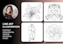 line art illustration, hand drawn, vector line art drawing